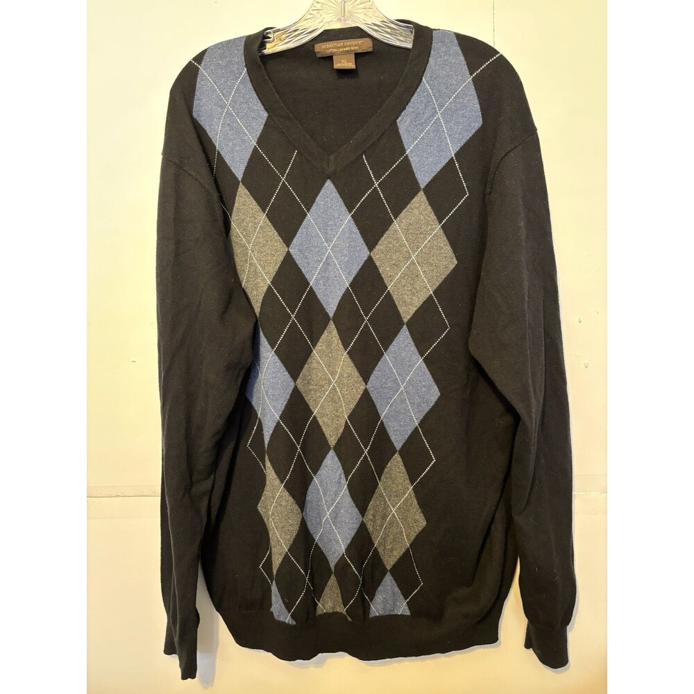 Cashmere Black Knit sweater sz XL GrampaCore Preppy by Sebatian Cooper